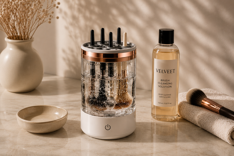 Step 3: Let the Velveet Automatic Makeup Brush Cleaner work