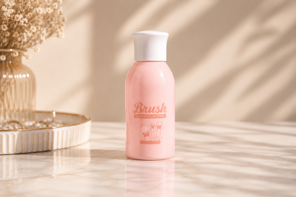 Velveet Brush Cleansing Powder bottle on a marble surface